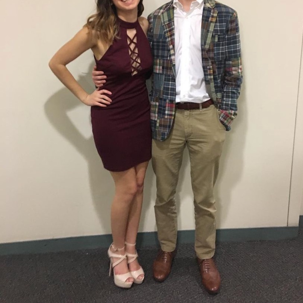 Maroon High neck Cutout Dress